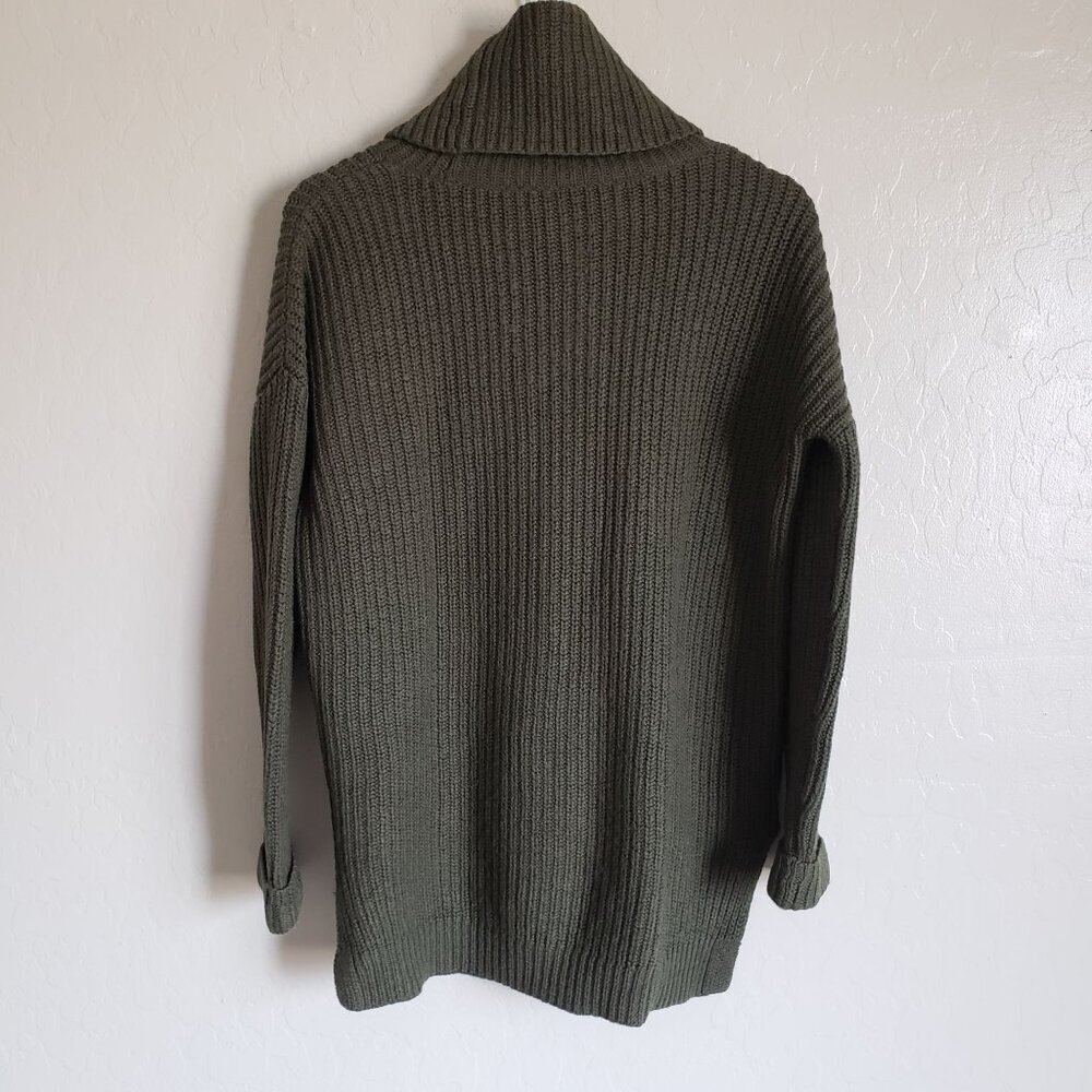 Alice + Olivia 100% Wool Knit Turtleneck Sweater Oversized Olive Green Womens XS - Picture 8 of 11